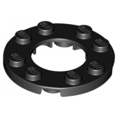 black plate round 4 x 4 with 2 x 2 round open center