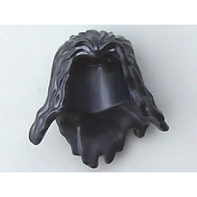 black minifigure hair long wavy with ragged bottom edge