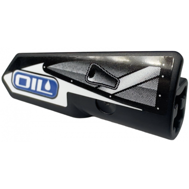 black technic panel fairing 21 very small smooth side b with white oil on blue background and silver air intake pattern sticker - set 42153