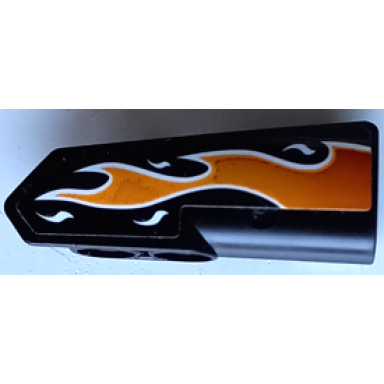 black technic panel fairing 21 very small smooth side b with orange flames with white outline pattern sticker - set 42106