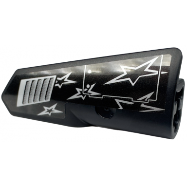 black technic panel fairing 21 very small smooth side b with silver air vent hatch and 5 stars pattern sticker - set 42153