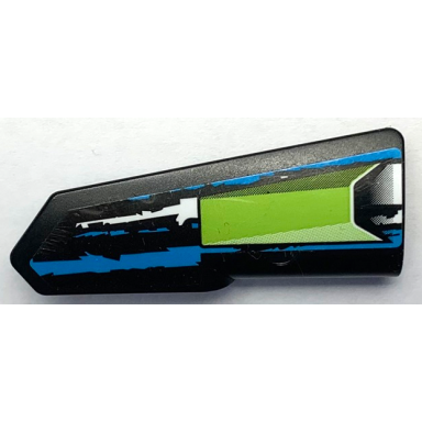 black technic panel fairing 21 very small smooth side b with lime air intake vent and blue and white stripes pattern sticker - set 42103