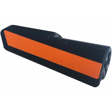 black technic panel fairing 22 very small smooth side a with orange stripe on black background pattern sticker - set 42141