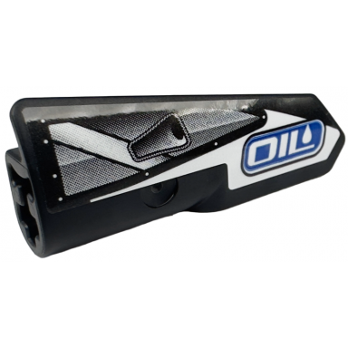 black technic panel fairing 22 very small smooth side a with white oil on blue background and silver air intake pattern sticker - set 42153