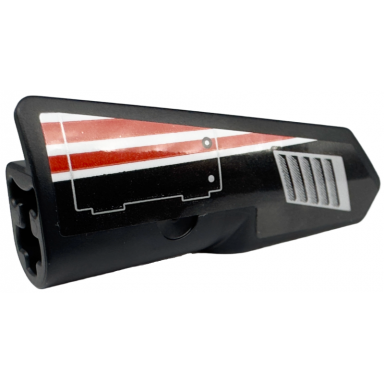 black technic panel fairing 22 very small smooth side a with silver air vent hatch and red and white stripes pattern sticker - set 42153