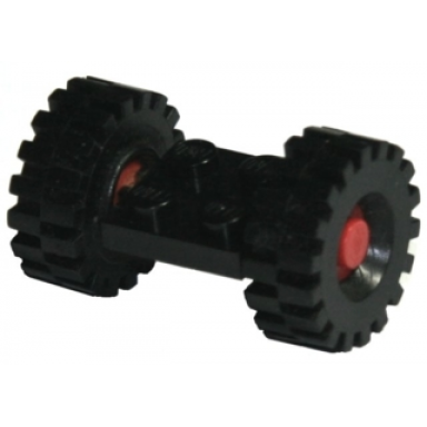 black plate modified 2 x 2 with red wheels with black tires 21mm d x 9mm offset tread medium 122c01 4084