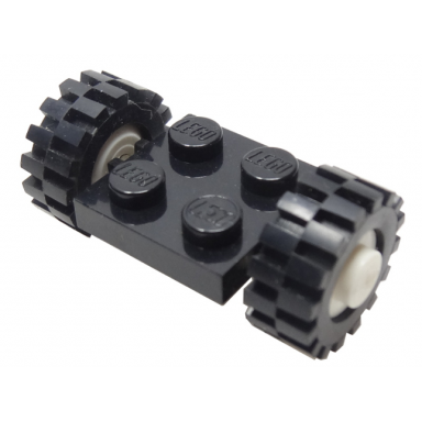 black plate modified 2 x 2 with white wheels with black tires 15mm d x 6mm offset tread small 122c02 3641