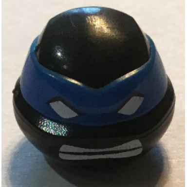black minifigure head modified ninja turtle with blue mask and teeth pattern shadow leonardo