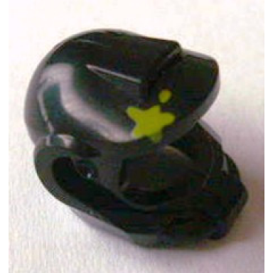 black minifigure headgear helmet elaborate with lime paint spot pattern