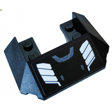 wedge 6 x 4 cutout train roof with 5 large bottom tubes with white stripes on black background pattern sticker - set 76104