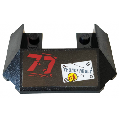 black wedge 6 x 4 cutout train roof with 5 large bottom tubes with 77 plate rivets thunderbolt and 1 in circle pattern sticker - set 76078