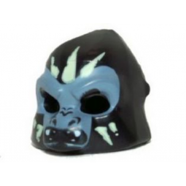 black minifigure headgear mask gorilla with sand blue face white fangs and yellowish green face paint open mouth pattern