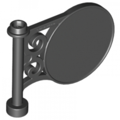 black road sign round on pole with flat top attachment