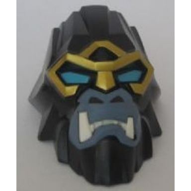 large figure head modified chima gorilla with blue eyes with gold outline pattern