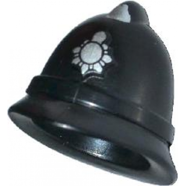 black minifigure headgear police helmet with silver badge pattern