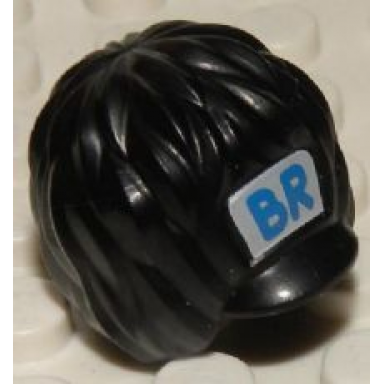 black minifigure headgear hat royal guard bearskin short with blue br on white background pattern