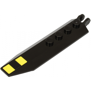 black hinge plate 1 x 8 with angled side extensions squared plate underside with 2 bright light yellow stripes pattern sticker - set 60274