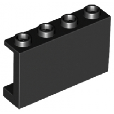 black panel 1 x 4 x 2 with side supports - hollow studs