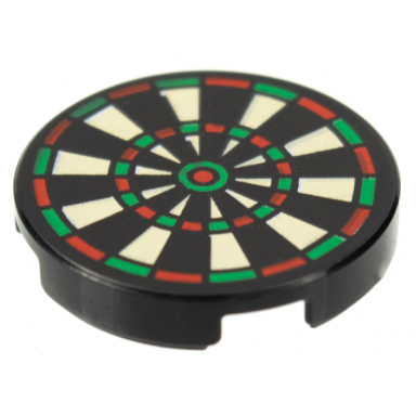 tile round 2 x 2 with bottom stud holder with dart board pattern
