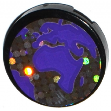 black tile round 2 x 2 with bottom stud holder with dark purple flat earth map pattern sticker - set 41130
