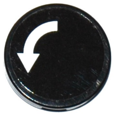 black tile round 2 x 2 with bottom stud holder with white curved arrow on black background pattern sticker - set 60104