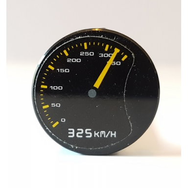 black tile round 2 x 2 with bottom stud holder with speedometer and 325km h pattern sticker - set 42056
