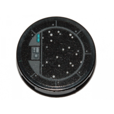 black tile round 2 x 2 with bottom stud holder with sw window and stars pattern sticker - set 75216