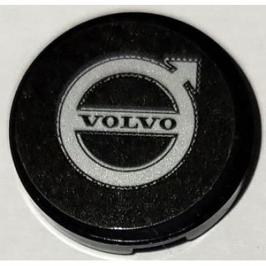 black tile round 2 x 2 with bottom stud holder with volvo logo pattern sticker - set 42114