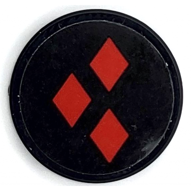 black tile round 2 x 2 with bottom stud holder with 3 red diamonds pattern sticker - set 41236