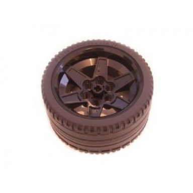 black wheel 56mm d x 34mm technic racing medium 6 pin holes with black tire 68.8 x 36 zr 15038 44771