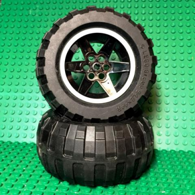 black wheel 56mm d x 34mm technic racing medium 6 pin holes with white rim edge pattern with black tire 94.8 x 44 r balloon 15038pb01 54120