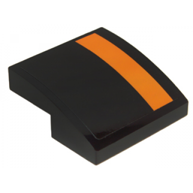 black slope curved 2 x 2 x 2 3 with orange stripe on left edge on black background pattern sticker - set 75102
