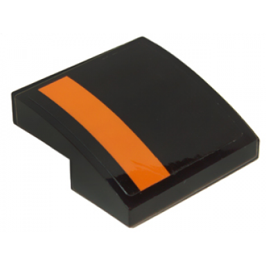 black slope curved 2 x 2 x 2 3 with orange stripe on right edge on black background pattern sticker - set 75102
