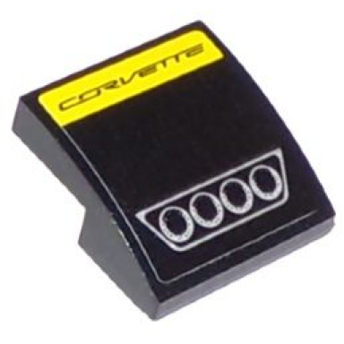 black slope curved 2 x 2 x 2 3 with corvette and 4 exhaust pipes pattern sticker - set 75870