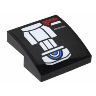 black slope curved 2 x 2 x 2 3 with silver belt pattern model left side sticker - set 76051