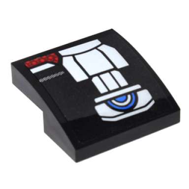 black slope curved 2 x 2 x 2 3 with silver belt pattern model right side sticker - set 76051