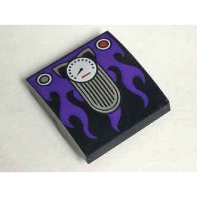 black slope curved 2 x 2 x 2 3 with cat ears speedometer and dark purple flames pattern