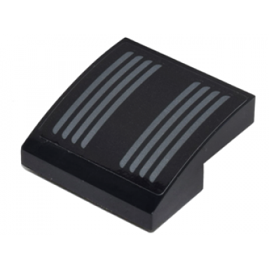 black slope curved 2 x 2 x 2 3 with dark bluish gray vents facing left pattern sticker - set 70911