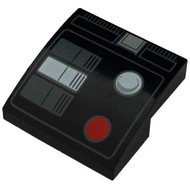 black slope curved 2 x 2 x 2 3 with red and white circles pattern