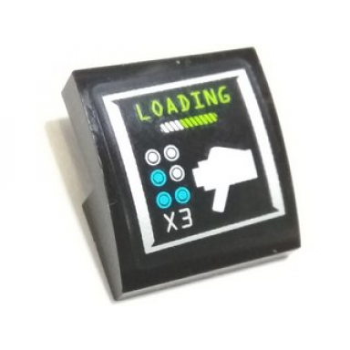 black slope curved 2 x 2 x 2 3 with stud shooter and loading pattern sticker - set 70165
