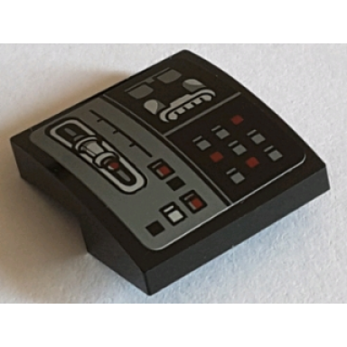 black slope curved 2 x 2 x 2 3 with control panel pattern model right side sticker - set 75060