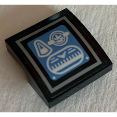black slope curved 2 x 2 x 2 3 with medium blue computer controls pattern sticker - set 70616