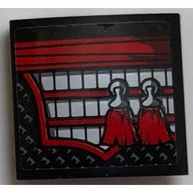 black slope curved 2 x 2 x 2 3 with red sash silver and red armor and 2 red tassels pattern model left side sticker - set 70669