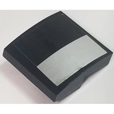 black slope curved 2 x 2 x 2 3 with silver and black rectangles pattern model left side sticker - set 70615