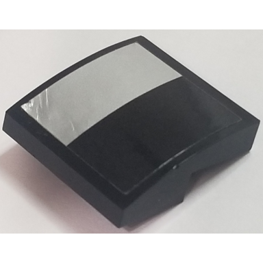 black slope curved 2 x 2 x 2 3 with silver and black rectangles pattern model right side sticker - set 70615