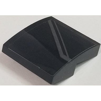 black slope curved 2 x 2 x 2 3 with flat silver slanted lines on black background pattern model left side sticker - set 76047