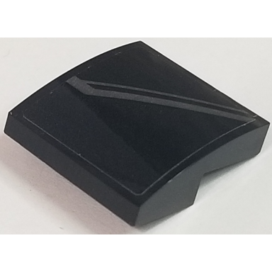 black slope curved 2 x 2 x 2 3 with flat silver slanted lines on black background pattern model right side sticker - set 76047