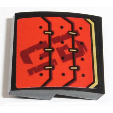 black slope curved 2 x 2 x 2 3 with red armor with 6 gold links pattern sticker - set 70665