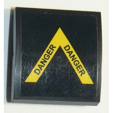 black slope curved 2 x 2 x 2 3 with yellow arrow with black danger on black background pattern sticker - set 60207