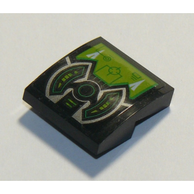 black slope curved 2 x 2 x 2 3 with helm and screen pattern sticker - set 72002